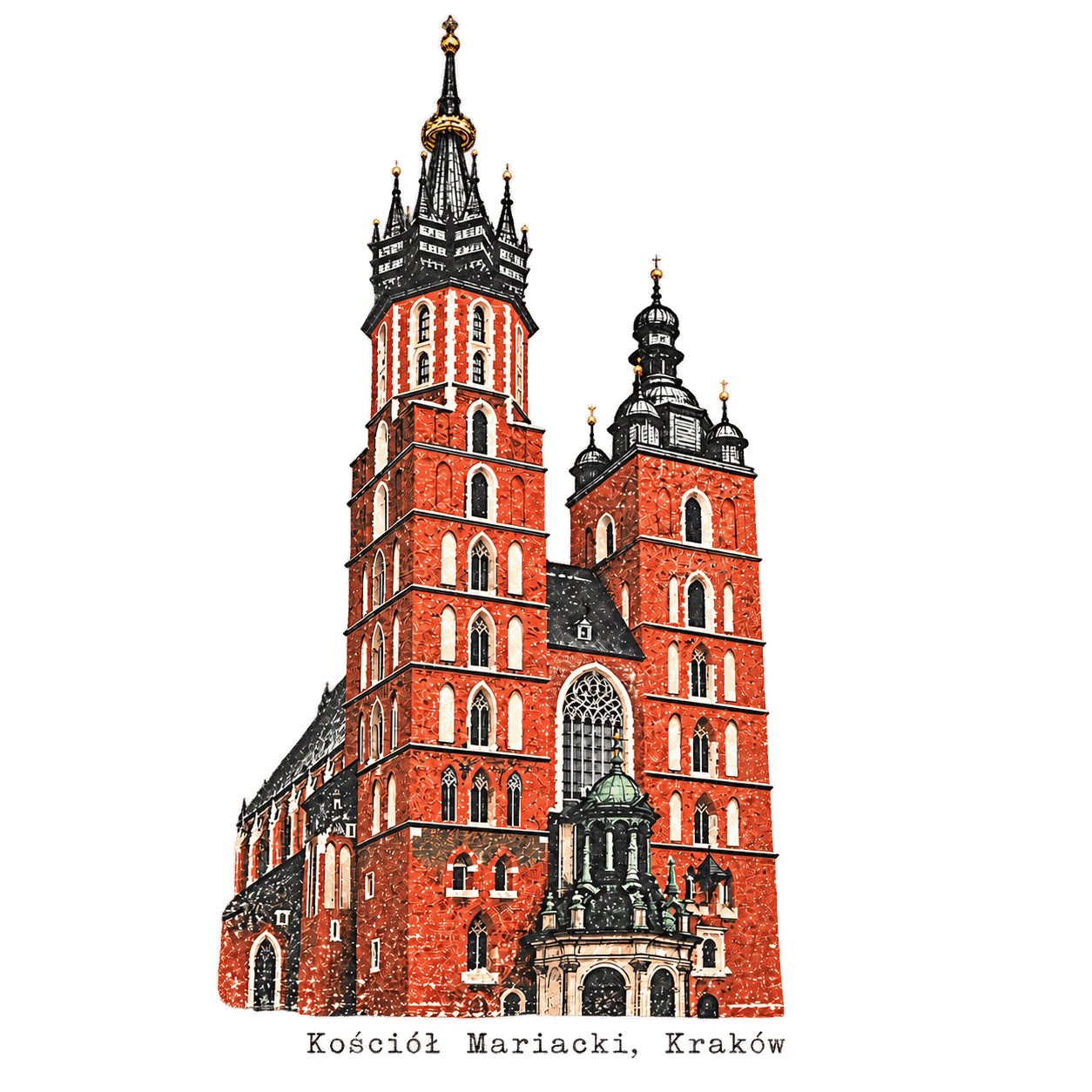 Kościół Mariacki in Kraków - this is a real photo, but edited and styled by an AI photo editor